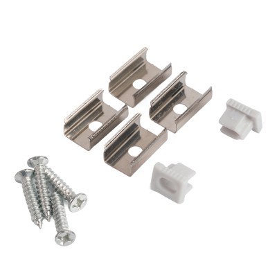 Профиль накладной для светодиодной ленты FERON LF-0809 «накладной», цвет серебро, в комплекте 2 заглушки + экран + 4 крепежа, 2000*7.8*9мм