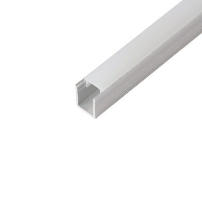 Профиль накладной для светодиодной ленты FERON LF-0809 «накладной», цвет серебро, в комплекте 2 заглушки + экран + 4 крепежа, 2000*7.8*9мм