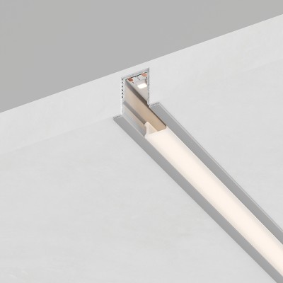 Профиль встраиваемый для светодиодной ленты FERON LF-0809A «встраиваемый», цвет серебро, в комплекте 2 заглушки + экран + 4 крепежа, 2000*12.4*9мм