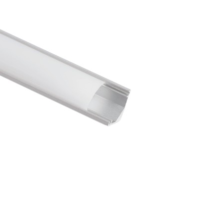 Профиль накладной для светодиодной ленты FERON LF-0808 «угловой круглый», цвет серебро, в комплекте 2 заглушки + экран + 4 крепежа, 2000*7.9*7.9мм