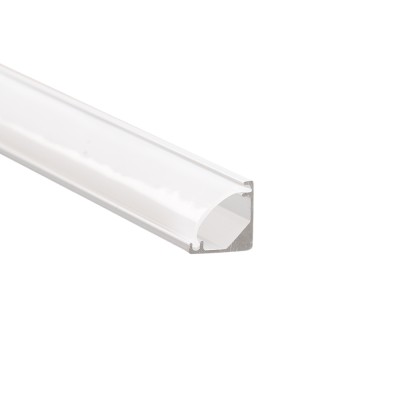 Профиль накладной для светодиодной ленты FERON LF-0808 «угловой круглый», цвет серебро, в комплекте 2 заглушки + экран + 4 крепежа, 2000*7.9*7.9мм