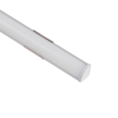 Профиль накладной для светодиодной ленты FERON LF-0808 «угловой круглый», цвет серебро, в комплекте 2 заглушки + экран + 4 крепежа, 2000*7.9*7.9мм