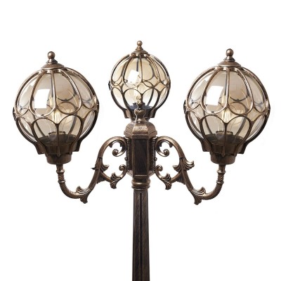 Светильник садово-парковый, серии «Версаль», (НТУ) FERON PL3810 100W, E27, 230V, IP44, цвет черное золото, шар, столб, 600*600*4000мм