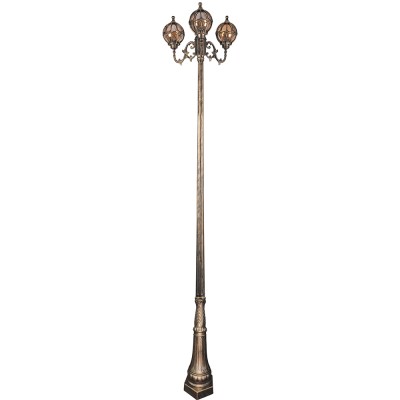 Светильник садово-парковый, серии «Версаль», (НТУ) FERON PL3810 100W, E27, 230V, IP44, цвет черное золото, шар, столб, 600*600*4000мм