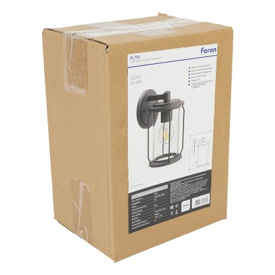 Светильник садово-парковый Feron PL791 на стену вниз 40W 220-240V E27, черный 51965