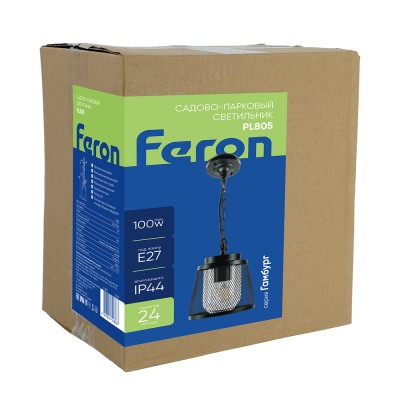 Светильник садово-парковый Feron PL805 на стену вниз 100W 230V E27, черный 53396