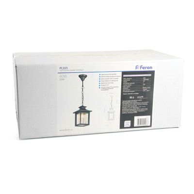 Светильник садово-парковый Feron PL555 на цепочке 60W E27 230V, черный 48335