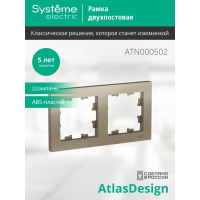 ATLASDESIGN 2-постовая РАМКА, универсальная, ШАМПАНЬ
