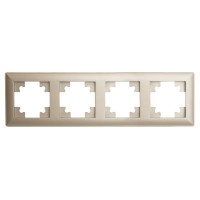 Рамка STEKKER, PFR00-7004-02 4-местная, пластик, серия Катрин, шампань 39805 Рамка STEKKER, PFR00-7004-02 4-местная, пластик, серия Катрин, шампань 39805