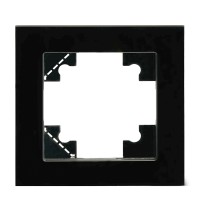Рамка 1-местная для сенсорных механизмов, подсветки, стекло, STEKKER, GFR00-7001-05S, серия Катрин, черный 50304