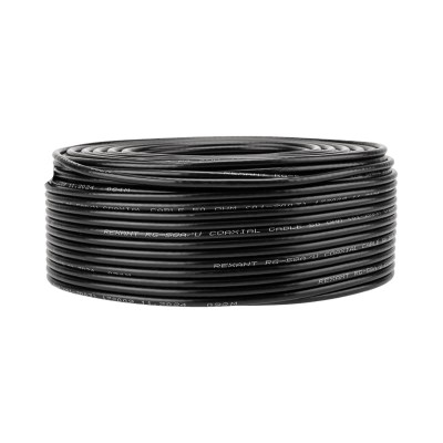 Кабель коаксиальный RG-58 A/U, 50 Ом, Cu/Al/Cu, 64%, 100м, OUTDOOR, черный REXANT