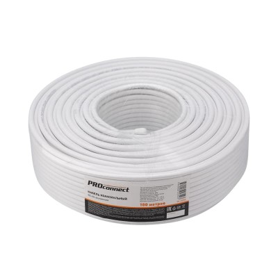 Кабель коаксиальный RG-6U, 75Ом, CCS/Al/Al, 48%, 100м, INDOOR, белый PROconnect Кабель коаксиальный RG-6U, 75Ом, CCS/Al/Al, 48%, 100м, INDOOR, белый PROconnect