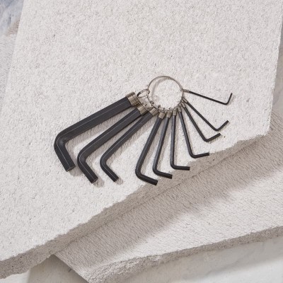 Набор ключей имбусовых HEX KRANZ 1,5-10 мм, CrV, 10 шт., оксидированные, на кольце