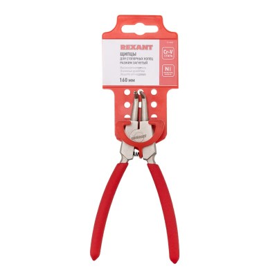 Щипцы для стопорных колец разжим загнутый 160мм, обливные рукоятки REXANT Щипцы для стопорных колец разжим загнутый 160мм, обливные рукоятки REXANT