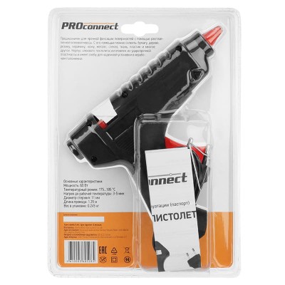 Пистолет клеевой, 60Вт, Ø11мм, блистер PROconnect Пистолет клеевой, 60Вт, Ø11мм, блистер PROconnect