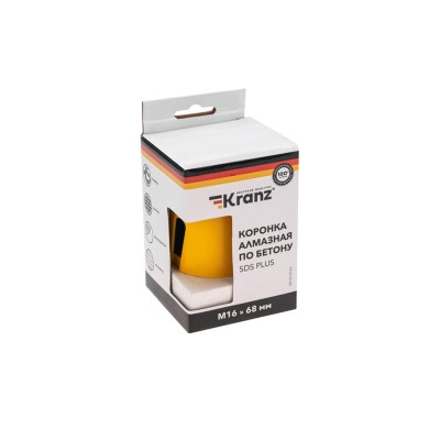 Коронка алмазная по бетону 68мм, L=90мм, М16, сегмент, SDS PLUS KRANZ