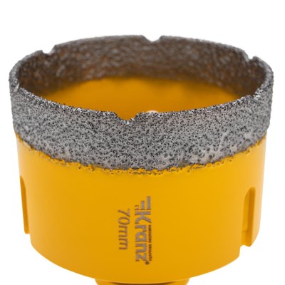 Коронка алмазная профессиональная по керамограниту и железобетону М14, вакуумное спекание, 70мм, для УШМ KRANZ Коронка алмазная профессиональная по керамограниту и железобетону М14, вакуумное спекание, 70мм, для УШМ KRANZ