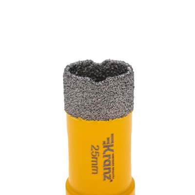 Коронка алмазная профессиональная по керамограниту и железобетону М14, вакуумное спекание, 25мм, для УШМ KRANZ Коронка алмазная профессиональная по керамограниту и железобетону М14, вакуумное спекание, 25мм, для УШМ KRANZ