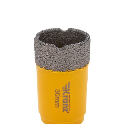 Коронка алмазная профессиональная по керамограниту и железобетону М14, вакуумное спекание, 30мм, для УШМ KRANZ Коронка алмазная профессиональная по керамограниту и железобетону М14, вакуумное спекание, 30мм, для УШМ KRANZ