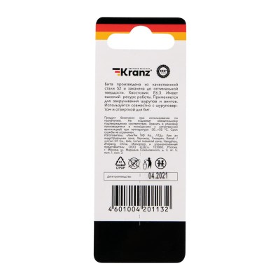 Бита для шуруповерта Torx T30х50 мм (2 шт./уп.) Kranz Бита для шуруповерта Torx T30х50 мм (2 шт./уп.) Kranz