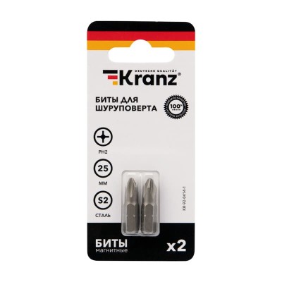 Бита для шуруповерта PH2х25 мм (2 шт./уп.) Kranz