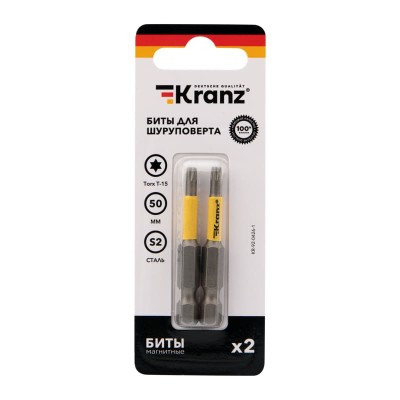 Бита для шуруповерта Torx T15х50 мм (2 шт./уп.) Kranz