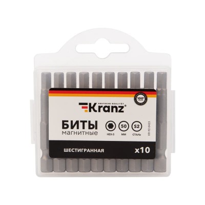 Бита шестигранная HEX-5х50 мм для шуруповерта ( упак 10шт) Kranz Бита шестигранная HEX-5х50 мм для шуруповерта ( упак 10шт) Kranz
