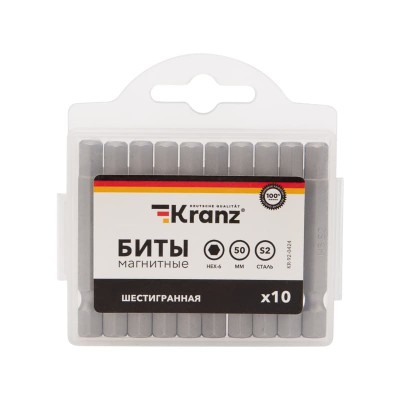 Бита шестигранная HEX-6х50 мм для шуруповерта (упак. 10 шт.) Kranz