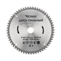 Диск пильный 255 мм х 60 зуб х 32/30 мм KRANZ