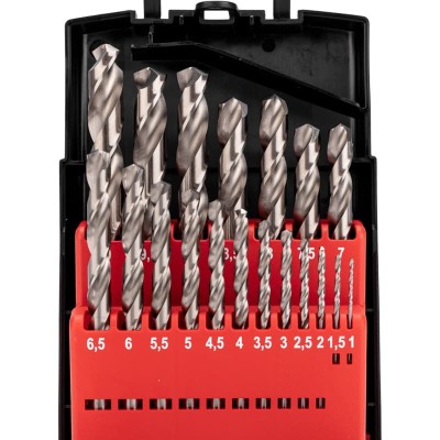 Набор сверл по металлу, 1-10мм (через 0,5мм), Р6М5, цилиндрический хвостовик, 19 шт. KRANZ Набор сверл по металлу, 1-10мм (через 0,5мм), Р6М5, цилиндрический хвостовик, 19 шт. KRANZ