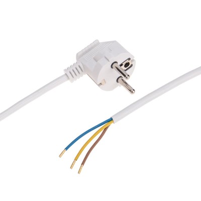 Шнур электрический с вилкой ПВС 3х0,75 мм² 5м белый REXANT
