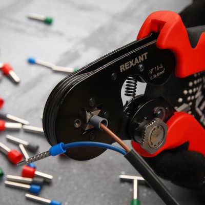Кримпер HT-16-4 для обжима штыревых наконечников 0,08-16,0мм², с регулятором прижимного усилия REXANT Кримпер HT-16-4 для обжима штыревых наконечников 0,08-16,0мм², с регулятором прижимного усилия REXANT