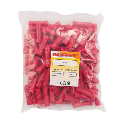 Соединительная гильза изолированная L-32 мм 6-10 мм² (ГСИ 10/ГСИ 6,0-10,0) красная REXANT