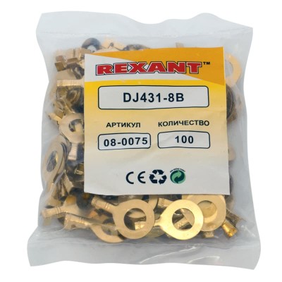 Наконечник кольцевой REXANT, ø8.2 мм, 1.0-1.5 мм² (НК 8-1,0-1,5) Наконечник кольцевой REXANT, ø8.2 мм, 1.0-1.5 мм² (НК 8-1,0-1,5)