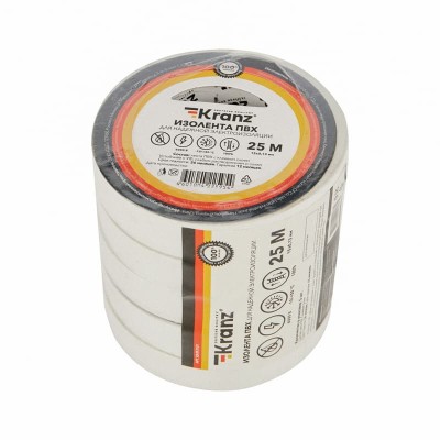 Изолента ПВХ 0,13х15мм, 25м, белая KRANZ Изолента ПВХ 0,13х15мм, 25м, белая KRANZ