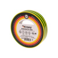 Изолента ПВХ 0,13х19мм, 25м, желто-зеленая KRANZ