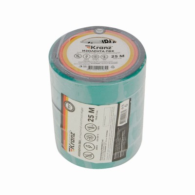 Изолента ПВХ 0,13х19мм, 25м, зеленая KRANZ Изолента ПВХ 0,13х19мм, 25м, зеленая KRANZ