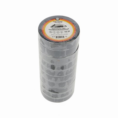 Изолента ПВХ профессиональная, 0,18х19мм, 20м, черная KRANZ