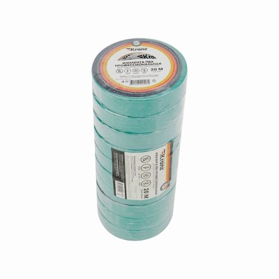 Изолента ПВХ профессиональная, 0,18х19мм, 20м, зеленая KRANZ