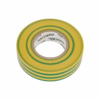 Изолента ПВХ профессиональная, 0,18х19мм, 20м, желто-зеленая KRANZ