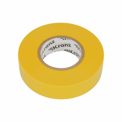 Изолента ПВХ профессиональная, 0,18х19мм, 20м, желтая KRANZ