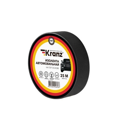 Изолента автомобильная KRANZ полиэстер, 0.17х25 мм, 25 м