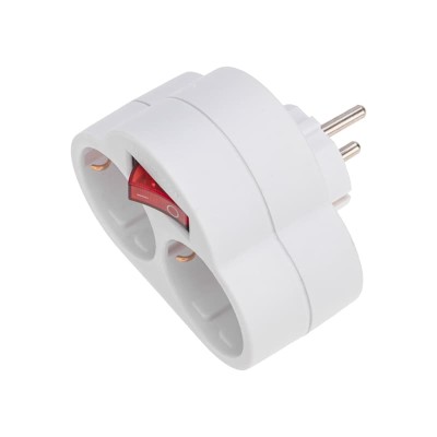 Двойник электрический 16А с/з с выключателем и защитными шторками, белый REXANT Двойник электрический 16А с/з с выключателем и защитными шторками, белый REXANT