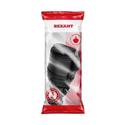 Розетка влагозащищенная переносная с крышкой 1 гнездо, с/з, 16А, IP44 каучук, черная REXANT Розетка влагозащищенная переносная с крышкой 1 гнездо, с/з, 16А, IP44 каучук, черная REXANT