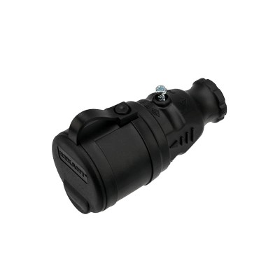 Розетка влагозащищенная переносная с крышкой 1 гнездо, с/з, 16А, IP44 каучук, черная REXANT