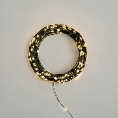 Гирлянда светодиодная Роса с контроллером 30м, 300LED, ТЕПЛЫЙ БЕЛЫЙ, IP20, 230В, зеленый провод NEON-NIGHT