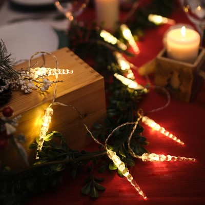 Гирлянда светодиодная Сосульки 1,5 м, 10 LED, прозрачный ПВХ, цвет свечения теплый белый, 2 х АА (батарейки не в комплекте) NEON-NIGHT Гирлянда светодиодная Сосульки 1,5 м, 10 LED, прозрачный ПВХ, цвет свечения теплый белый, 2 х АА (батарейки не в комплекте) NEON-NIGHT