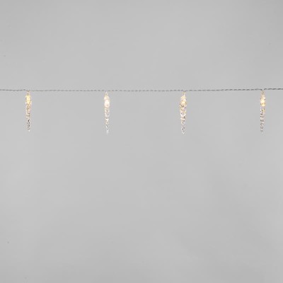 Гирлянда светодиодная Сосульки 1,5 м, 10 LED, прозрачный ПВХ, цвет свечения теплый белый, 2 х АА (батарейки не в комплекте) NEON-NIGHT
