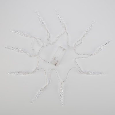 Гирлянда светодиодная Сосульки 1,5 м, 10 LED, прозрачный ПВХ, цвет свечения теплый белый, 2 х АА (батарейки не в комплекте) NEON-NIGHT Гирлянда светодиодная Сосульки 1,5 м, 10 LED, прозрачный ПВХ, цвет свечения теплый белый, 2 х АА (батарейки не в комплекте) NEON-NIGHT