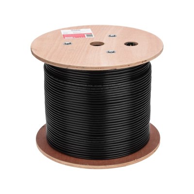 Кабель витая пара U/UTP, CAT 6, PE, 4PR, 23AWG, OUTDOOR, SOLID, черный, 305м REXANT